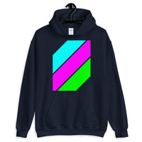 Cyan Magenta Green Stripes Unisex Hoodie Abyssinian Kiosk Diagonal Stripes Fashion Cotton Apparel Clothing Gildan Original Art