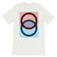 Black Rings Red Blue Lines Unisex T-Shirt Abyssinian Kiosk Fashion Cotton Apparel Clothing Bella Canvas Original Art