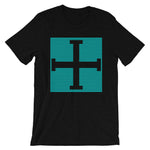 Cyan Lines Empty + Cross Unisex T-Shirt Abyssinian Kiosk Equal Arm Cross Christian Lines Bella Canvas Original Art Fashion Cotton Apparel Clothing