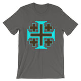 Cyan Black Orange #12 Cross Unisex T-Shirt Abyssinian Kiosk Ethiopian Christian Jesus Religion Equal Arm Bella Canvas Original Art Fashion Cotton Apparel Clothing