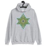 Black Boxes Psychedelic Star of David Unisex Hoodie Abyssinian Kiosk Rectangles Jewish Falasha Ethiopia Trip Trippy Colorful Gildan Original Art Fashion Cotton Apparel Clothing