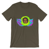 Cyan & Magenta Angel  Unisex T-Shirt Traditional Ethiopian with Feathers and Wings Abyssinian Kiosk Ethiopian Bella Canvas Original Art Fashion Cotton Apparel Clothing
