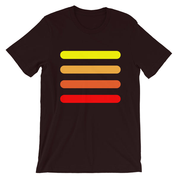 Yellow to Red Bars Unisex T-Shirt Abyssinian Kiosk Orange Lines Fashion Cotton Apparel Clothing Bella Canvas Original Art