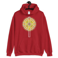 Star Cross White Unisex Hoodie Abyssinian Kiosk Hollow Circle Top Cross Ethiopian Coptic Orthodox Tewahedo Christian Gildan Original Art Fashion Cotton Apparel Clothing