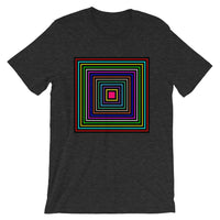 Colored Boxes Black Outlines Unisex T-Shirt Abyssinian Kiosk Fashion Multiple Color Squares Cotton Apparel Clothing Bella Canvas Original Art