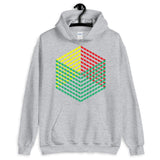 Green Yellow Red Cube Illusion Unisex Hoodie Abyssinian Kiosk 3D Bars Polygon Fashion Cotton Apparel Clothing Gildan Original Art