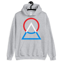 Red White Blue Circle Triangle Unisex Hoodie Abyssinian Kiosk Harmonious Meeting Fashion Cotton Apparel Clothing Gildan Original Art