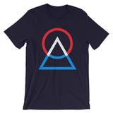 Red White Blue Circle Triangle Unisex T-Shirt Abyssinian Kiosk Harmonious Meeting Fashion Cotton Apparel Clothing Bella Canvas Original Art