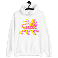 Yellow Magenta Diagonal Lines Unisex Hoodie Abyssinian Kiosk Ethiopian Lion of Judah Gildan Original Art Abyssinian Kiosk Fashion Cotton Apparel Clothing