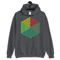 Green Yellow Red Cube Illusion Unisex Hoodie Abyssinian Kiosk 3D Bars Polygon Fashion Cotton Apparel Clothing Gildan Original Art