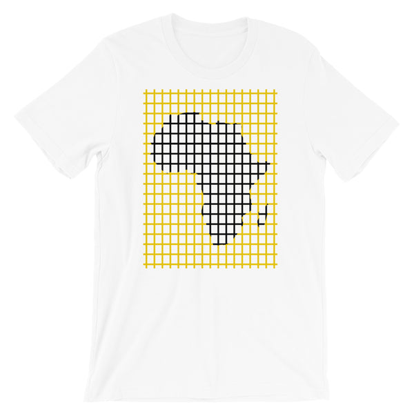 Black Africa Dark Yellow Grid Unisex T-Shirt Map Abyssinian Kiosk Fashion Cotton Apparel Clothing Bella Canvas Original Art