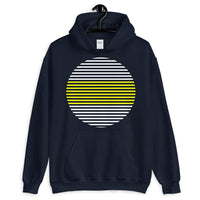 White Yellow Lined Circle Unisex Hoodie Abyssinian Kiosk Fashion Cotton Apparel Clothing Gildan Original Art