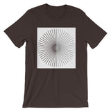 Half Blank Half Grey Cube Spokes White BG Unisex T-Shirt Abyssinian Kiosk Squares Bicycle Spokes Background Fashion Cotton Apparel Clothing Bella Canvas Original Art