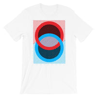 Red Blue Rings Black Inner Unisex T-Shirt Abyssinian Kiosk Fashion Cotton Apparel Clothing Bella Canvas Original Art