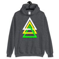 3 Triangles White Yellow Green Unisex Hoodie Abyssinian Kiosk Fashion Cotton Apparel Clothing Gildan Original Art