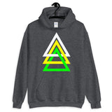 3 Triangles White Yellow Green Unisex Hoodie Abyssinian Kiosk Fashion Cotton Apparel Clothing Gildan Original Art