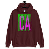 Magenta Green Grid CA Unisex Hoodie Gildan Original Art Abyssinian Kiosk Fashion Cotton Apparel Clothing California State America US