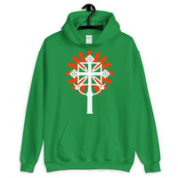 White Cross Red Rays Unisex Hoodie Ethiopian Coptic Orthodox Abyssinian Kiosk Christian Apparel Gildan Clothing