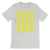 Yellow Grid Bars Unisex T-Shirt Abyssinian Kiosk Rectangle Bars Spaced Evenly Grid Pattern Fashion Cotton Apparel Clothing Bella Canvas Original Art