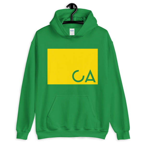 CA Cut Out Yellow Unisex Hoodie Gildan Original Art Abyssinian Kiosk Fashion Cotton Apparel Clothing California State America US