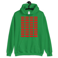 Red Grid Bars Unisex Hoodie Abyssinian Kiosk Rectangle Bars Spaced Evenly Grid Pattern Fashion Cotton Apparel Clothing Gildan Original Art