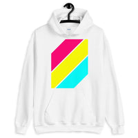 Pink Yellow Cyan Stripes Unisex Hoodie Abyssinian Kiosk Diagonal Stripes Fashion Cotton Apparel Clothing Gildan Original Art