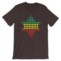 Green Yellow Red Boxes Star of David Unisex T-Shirt Abyssinian Kiosk Rectangles Jewish Falasha Abyssinia Ethiopia Bella Canvas Original Art Fashion Cotton Apparel Clothing