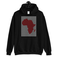 Red Africa White Grid Unisex Hoodie Abyssinian Kiosk Fashion Cotton Apparel Clothing Gildan Original Art