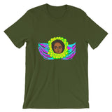 Cyan & Magenta Angel  Unisex T-Shirt Traditional Ethiopian with Feathers and Wings Abyssinian Kiosk Ethiopian Bella Canvas Original Art Fashion Cotton Apparel Clothing