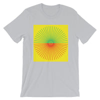 Green & Red Cube Spokes Yellow BG Unisex T-Shirt Abyssinian Kiosk Fashion Cotton Apparel Clothing Bella Canvas Original Art