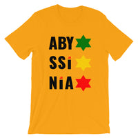 Abyssinia Black Letters Stars of David Unisex T-Shirt Ethiopian Lion of Judah Abyssinian Kiosk Abyssinia Ethiopia Flag