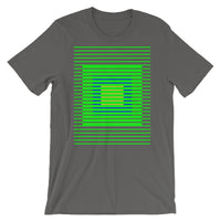 Green Stripes Blue Orange Squares Unisex T-Shirt Squares Within Lines Abyssinian Kiosk Fashion Cotton Apparel Clothing Bella Canvas Original Art