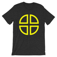 Between the Lines Cross Yellow Unisex T-Shirt Abyssinian Kiosk Ethiopian Coptic Orthodox Tewahedo Christian Bella Canvas Original Art Fashion Cotton Apparel Clothing