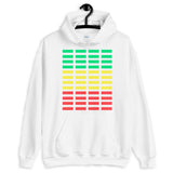 Green Yellow Red Grid Bars Unisex Hoodie Abyssinian Kiosk Rectangle Bars Spaced Evenly Grid Pattern Fashion Cotton Apparel Clothing Gildan Original Art