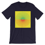 Green & Red Cube Spokes Yellow BG Unisex T-Shirt Abyssinian Kiosk Fashion Cotton Apparel Clothing Bella Canvas Original Art