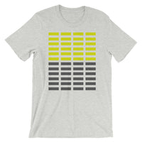 Dark Yellow & Grey Grid Bars Unisex T-Shirt Abyssinian Kiosk Rectangle Bars Spaced Evenly Grid Pattern Fashion Cotton Apparel Clothing Bella Canvas Original Art