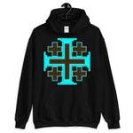 Cyan Black Orange #12 Cross Unisex Hoodie Abyssinian Kiosk Ethiopian Christian Jesus Religion Equal Arm Gildan Original Art Fashion Cotton Apparel Clothing