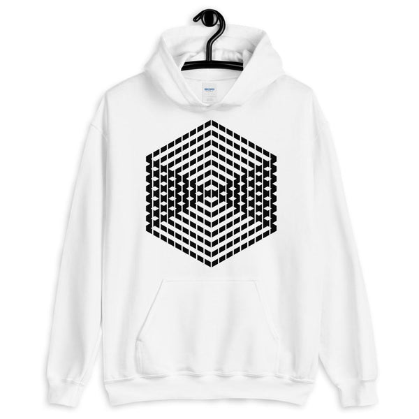 Black Cube Illusion Unisex Hoodie Abyssinian Kiosk 3D Bars Polygon Fashion Cotton Apparel Clothing Gildan Original Art