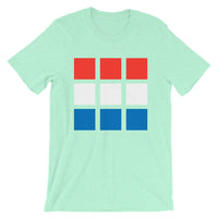 RWB Blocks Unisex T-Shirt Bella Canvas Original Art Abyssinian Kiosk Fashion Cotton Apparel Clothing Red White Blue America American Flag