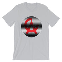 Black Lined Circle Red CA Unisex T-Shirt Lines California State Abyssinian Kiosk Fashion Cotton Apparel Clothing Bella Canvas Original Art