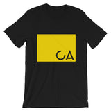 CA Cut Out Yellow Unisex T-Shirt Bella Canvas Original Art Abyssinian Kiosk Fashion Cotton Apparel Clothing California State America US