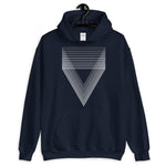 White Chiaroscuro Triangles Unisex Hoodie From Light to Bold Color Abyssinian Kiosk Fashion Cotton Apparel Clothing Gildan Original Art