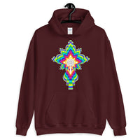 Psychedelic White #10 Cross Unisex Hoodie Trip Trippy Colorful Ethiopian Coptic Orthodox Abyssinian Kiosk Christian Gildan Original Art Abyssinian Kiosk Fashion Cotton Apparel Clothing