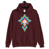 Psychedelic White #10 Cross Unisex Hoodie Trip Trippy Colorful Ethiopian Coptic Orthodox Abyssinian Kiosk Christian Gildan Original Art Abyssinian Kiosk Fashion Cotton Apparel Clothing