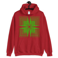 Green Mirrored Corners Unisex Hoodie Abyssinian Kiosk Fashion Cotton Apparel Clothing Gildan Original Art