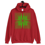 Green Mirrored Corners Unisex Hoodie Abyssinian Kiosk Fashion Cotton Apparel Clothing Gildan Original Art