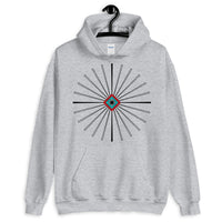 Black Cross Red Cyan Diamond Center Unisex Hoodie Abyssinian Kiosk Fine Cross Radial Pattern Fashion Cotton Apparel Clothing Gildan Original Art