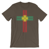 Green Yellow Red Ellipse Cross Unisex T-Shirt Abyssinian Kiosk Christian Jesus Religion Cross Bella Canvas Original Art Fashion Cotton Apparel Clothing