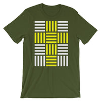 4 Lines Yellow Cross White Unisex T-Shirt Abyssinian Kiosk Christian Bella Canvas Original Art Fashion Cotton Apparel Clothing