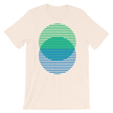 Green to Blue Lined Circles Unisex T-Shirt Abyssinian Kiosk Joining Circles Fashion Cotton Apparel Clothing Bella Canvas Original Art